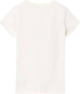 Name it KIDS T-shirt NKFDATRUNTE met printopdruk wit Meisjes Biologisch katoen Ronde hals 146 152