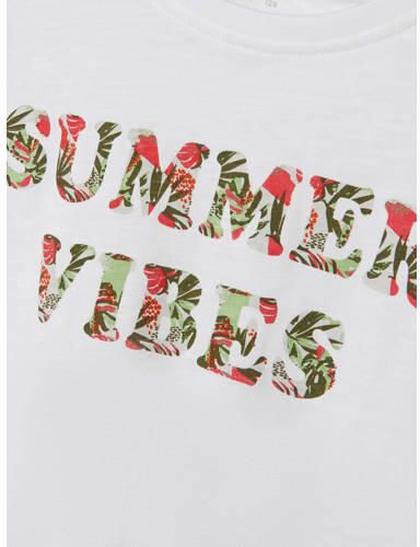 Name it KIDS T-shirt NKFFAMMA met tekst wit jungle Meisjes Katoen Ronde hals 134 140