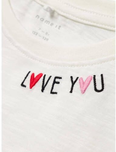 Name it KIDS T-shirt NKFFOLEJMA met tekst wit zwart Meisjes Biologisch katoen Ronde hals 134 140 - Foto 2