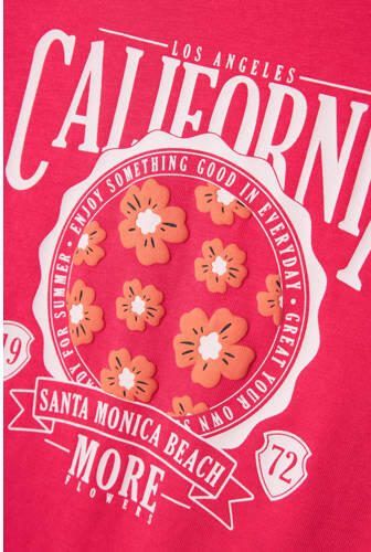 Name it KIDS T-shirt NKFKIAMI met printopdruk fuchsia Roze Meisjes Katoen Ronde hals 122 128 - Foto 2