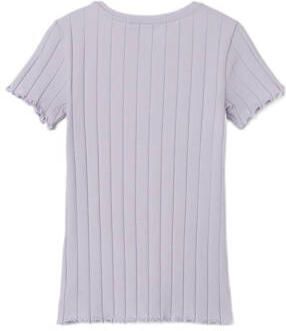 Name it KIDS T-shirt NKFNORALINA lila Paars Meisjes Katoen Ronde hals Effen 122 128 - Foto 3