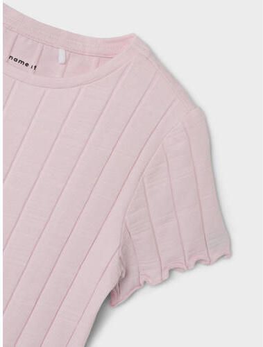 Name it KIDS T-shirt NKFNORALINA zachtroze Meisjes Biologisch katoen Ronde hals 122 128 - Foto 2