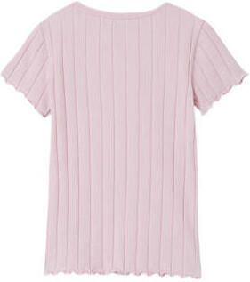 Name it KIDS T-shirt NKFNORALINA zachtroze Meisjes Biologisch katoen Ronde hals 122 128