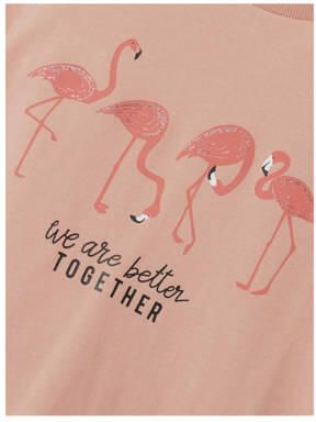 Name it KIDS T-shirt NKFPFAIMME met printopdruk zalmroze Meisjes Katoen Ronde hals 122 128