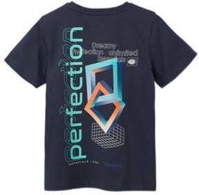 Name it KIDS T-shirt NKMBATHIAS met backprint donkerblauw Jongens Katoen Ronde hals 122 128
