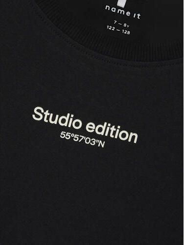 Name it KIDS T-shirt NKMBRODY met tekst zwart Jongens Katoen Ronde hals 122 128