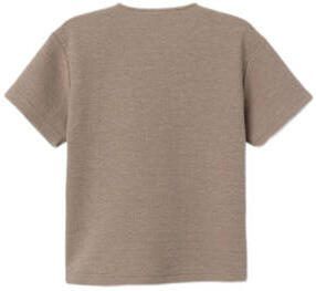 Name it KIDS T-shirt NKMDEDER lichtbruin Jongens Polyester Ronde hals Effen 122 128