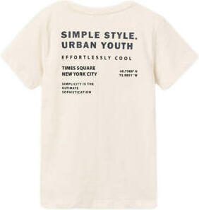 Name it KIDS T-shirt NKMDERVIET met backprint wit Jongens Biologisch katoen Ronde hals 158 164