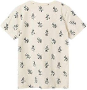 Name it KIDS T-shirt NKMDOMAT met all over print ecru donkerblauw Jongens Katoen Ronde hals 122 128