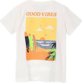 Name it KIDS T-shirt NKMFADSER met backprint offwhite Wit Jongens Katoen Ronde hals 122 128