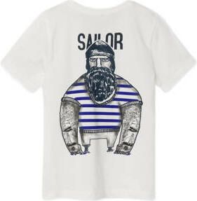 Name it KIDS T-shirt NKMFALIKSEN met backprint offwhite Wit Jongens Katoen Ronde hals 146 152