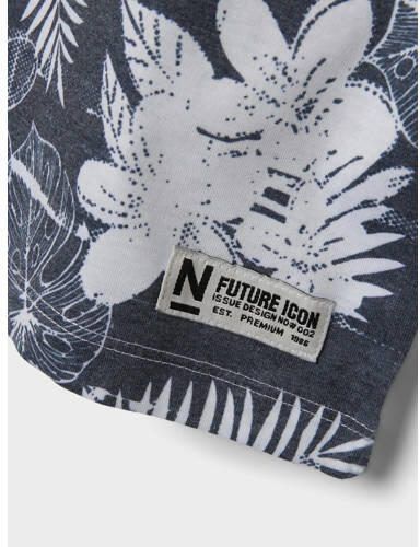 Name it KIDS T-shirt NKMFILES met all over print donkerblauw wit Jongens Katoen Ronde hals 134 140 - Foto 2