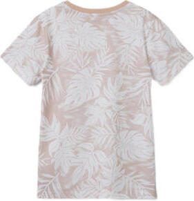 Name it KIDS T-shirt NKMFILES met all over print perzik wit Oranje Jongens Katoen Ronde hals 122 128