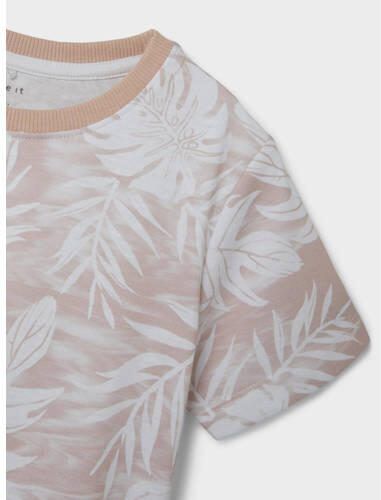 Name it KIDS T-shirt NKMFILES met all over print perzik wit Oranje Jongens Katoen Ronde hals 122 128 - Foto 2