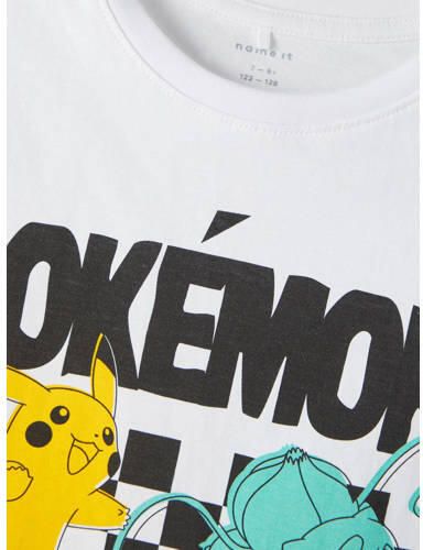 Name it KIDS T-shirt NKMJULIN met printopdruk wit Jongens Stretchkatoen Ronde hals 122 128