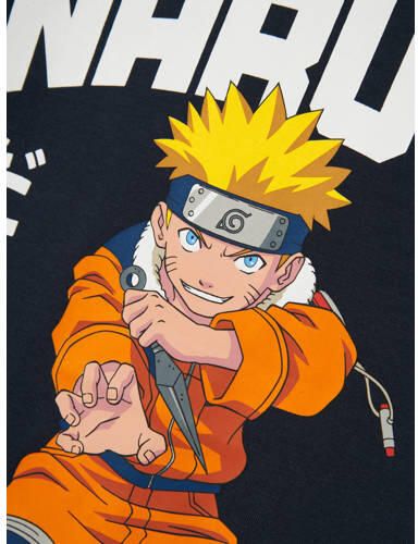 Name it KIDS T-shirt NKMMACAR NARUTO met printopdruk donkerblauw Jongens Stretchkatoen Ronde hals 122 128