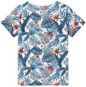 Name it KIDS T-shirt NKMVALMAS met all over print wit blauw Jongens Katoen Ronde hals 146 152