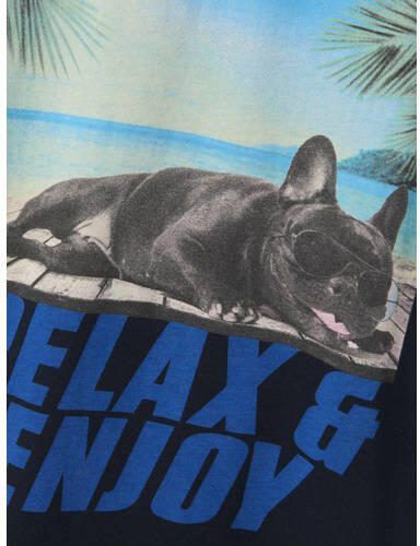 Name it KIDS T-shirt NKMVOTO met printopdruk donkerblauw relax Jongens Katoen Ronde hals 122 128 - Foto 2