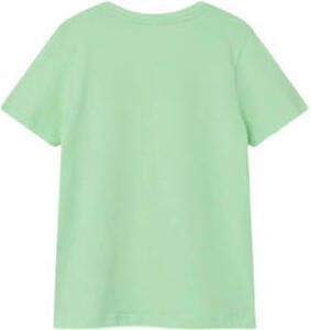 Name it KIDS T-shirt NKMVOTO met printopdruk lichtgroen Jongens Katoen Ronde hals 122 128