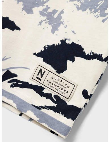 Name it KIDS T-shirt NKMZANULLE met all over print ecru blauw Jongens Katoen Ronde hals 122 128 - Foto 2