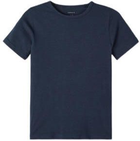 Name it KIDS T-shirt set van 2 grijs melange donkerblauw Jongens Stretchkatoen Ronde hals 122 128 - Foto 3