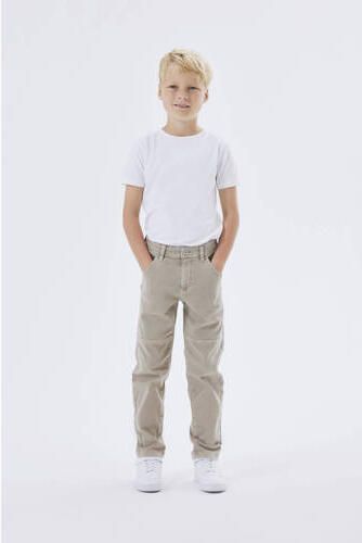 Name it KIDS tapered fit broek NKMSILAS beige Jongens Stretchkatoen Effen 128 - Foto 3