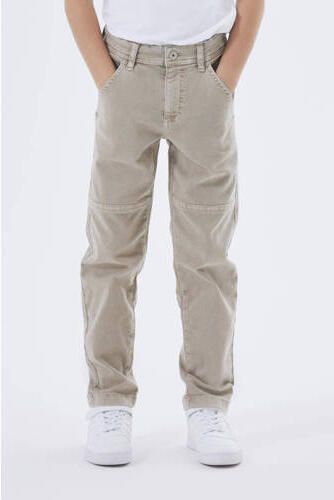 Name it KIDS tapered fit broek NKMSILAS beige Jongens Stretchkatoen Effen 122