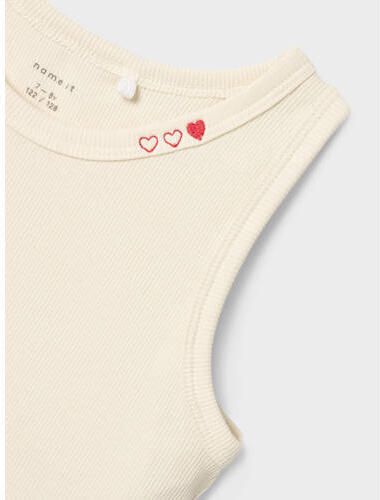 Name it KIDS top NKFFRISKE met hartjes beige Meisjes Stretchkatoen Ronde hals 122 128 - Foto 2