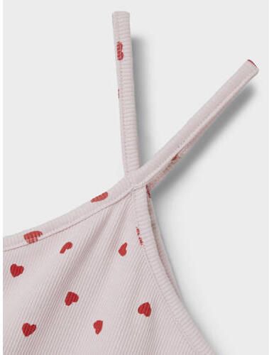 Name it KIDS top NKFFRISKE met hartjes lichtroze rood Meisjes Stretchkatoen Ronde hals 122 128