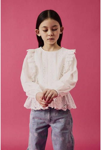 Name it KIDS top NKFKORA wit Meisjes Katoen Ronde hals Effen 134 140