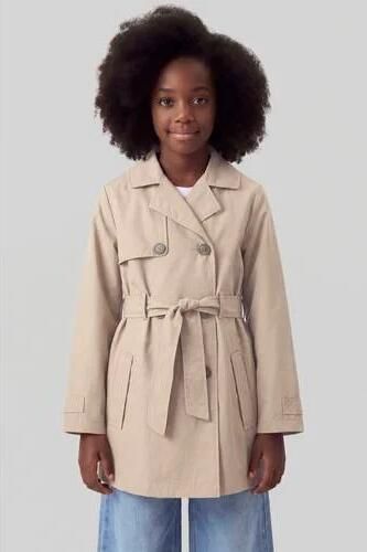 NAME IT KIDS trenchcoat zand Jas Beige Meisjes Polyester Reverskraag Effen - Foto 4