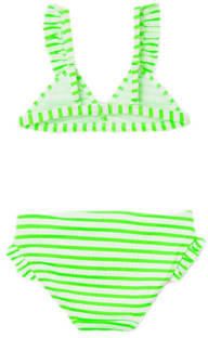 Name it KIDS triangel bikini met ruches NKFZALEY neon groen wit Meisjes Polyester 110 116 - Foto 2