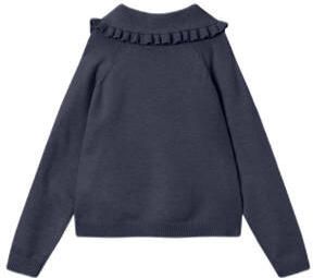 Name it KIDS trui met ruches donkerblauw Meisjes Viscose Peter Pan-kraag 122 128