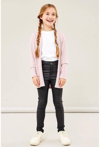 Name it KIDS vest NKFVICTI lichtroze Meisjes Viscose Openvallende hals 122 128