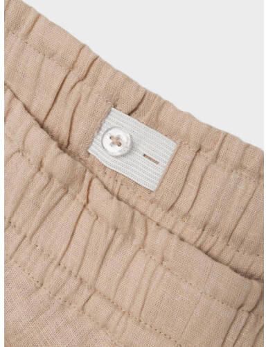 Name it KIDS wide leg broek NKFFALINNEN beige Meisjes Katoen Effen 116