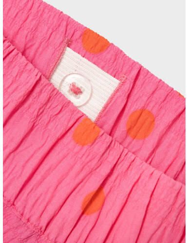 Name it KIDS wide leg broek NKFJIDITSE met stippen en textuur felroze oranje Meisjes Polyester 146 - Foto 2