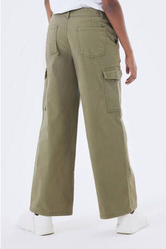 Name it KIDS wide leg cargobroek NKFROSE army groen Meisjes Stretchdenim 164 - Foto 6