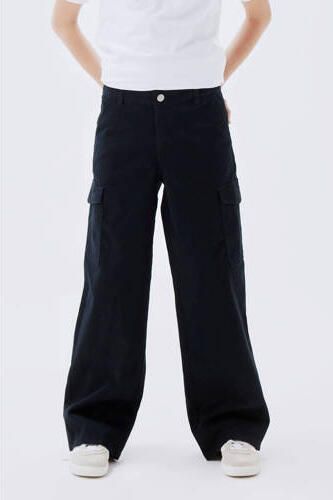 Name it KIDS wide leg cargobroek NKFROSE zwart Meisjes Stretchdenim Effen 152 - Foto 7