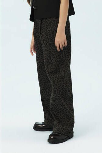 NAME IT KIDS wide leg casual broek donkerbruin Meisjes Katoen Dierenprint - Foto 4