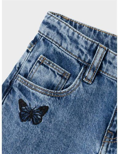 Name it KIDS wide leg jeans NKFBELLA met all over print medium blue denim Blauw 116 - Foto 2