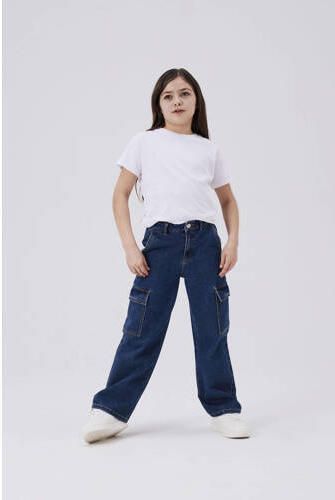 Name it KIDS wide leg jeans NKFROSE dark blue denim Blauw Effen 116 - Foto 4