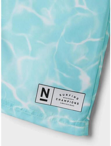 Name it KIDS zwemshort NKMZAGLO met all over print aquablauw groen Jongens Polyester 110