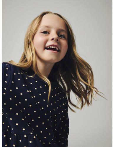 NAME IT MINI A-lijn jurk donkerblauw Meisjes Sweat Ronde hals Stip - Foto 2