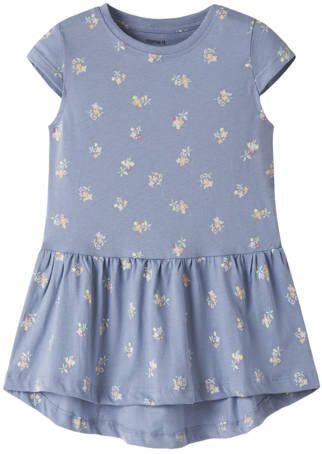 NAME IT MINI A-lijn jurk paars Meisjes Katoen Ronde hals All over print