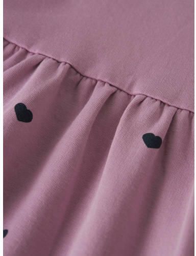 NAME IT MINI A-lijn jurk paars Meisjes Sweat Ronde hals Hartjes - Foto 2