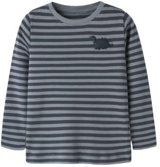 NAME IT MINI aansluitende gestreepte longsleeve grijsblauw Jongens Katoen Ronde hals