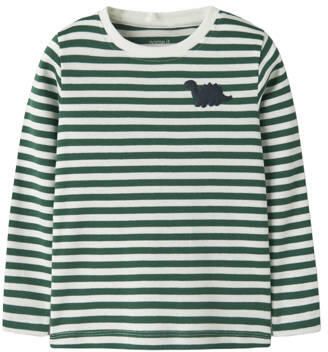 NAME IT MINI aansluitende gestreepte longsleeve groen Jongens Katoen Ronde hals