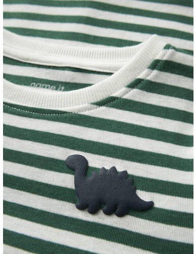 NAME IT MINI aansluitende gestreepte longsleeve groen Jongens Katoen Ronde hals - Foto 2
