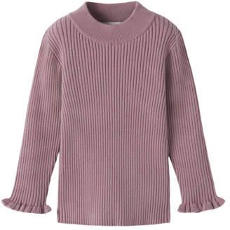 NAME IT MINI aansluitende longsleeve met ruches oudroze Meisjes Viscose Ronde hals