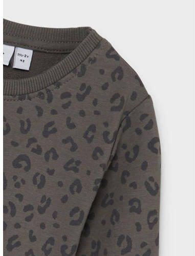 Name it MINI baby jurk NMFTEKKO met panterprint donkergrijs Meisjes Stretchkatoen (duurzaam) Ronde hals 74 - Foto 2